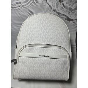 Michael Kors Bex medium logo backpack in optic white coated canvas